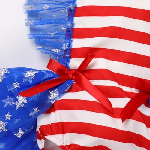 Patriotic Romper Tulle Dress Headband Birthday Cake Smash Photo Shoot for Newborn Baby Girl