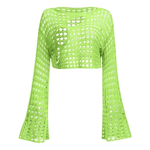 Women Hollow Out Crochet Knit Crop Tops