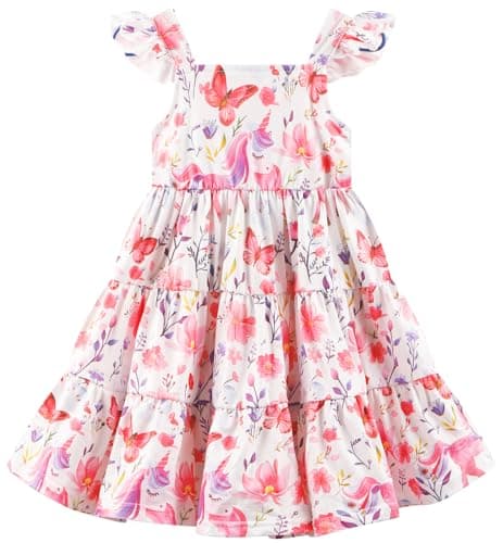 Retsugo Flutter Sleeve Birthday Party Dress for Girls 1-8 Years