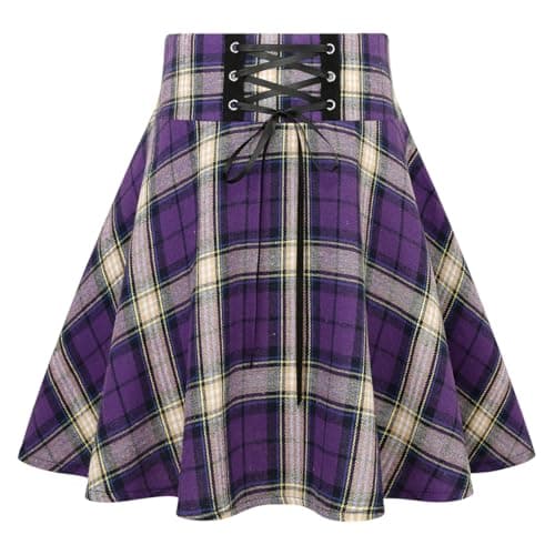 IDEALSANXUN Women's High Waist Gothic Plaid Mini Skirts