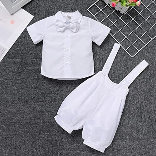 IMEKIS Baby Boy Baptism Suit with Bowtie and Suspenders