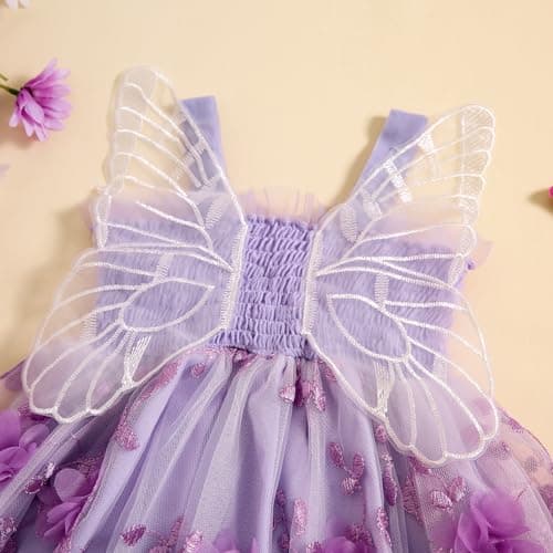 ZINTAOZT Toddler Butterfly Wings Sleeveless Skirt Birthday Party Tutu Dress
