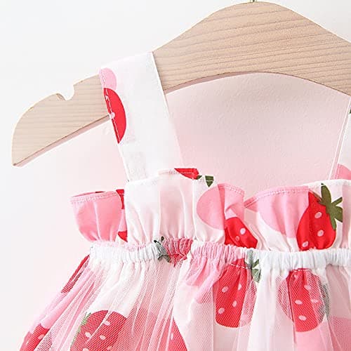 IMEKIS Toddler Girls Hawaiian Rainbow Backless Sundress & Straw Hat
