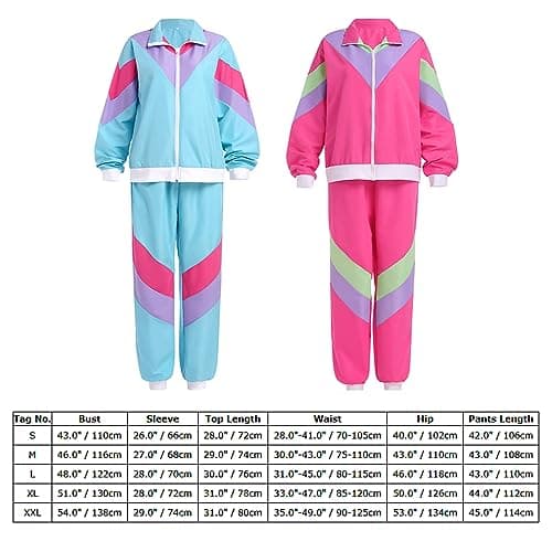 80s Workout Halloween Costume Color Block Windbreaker Outfit Set