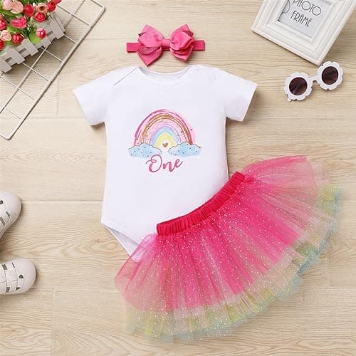 ODASDO Sunnyc Birthday Tutu Outfit for 1Y Old Girls Party Set