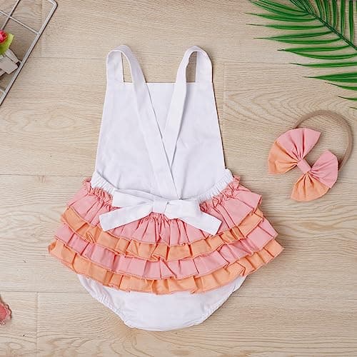 IMEKIS Baby Girl Boho Romper & Headband Summer Outfit