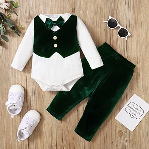 Newborn Baby Boy Velvet Christening Outfit - Gentleman Suits