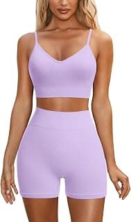 Seamless Workout Sets for Women Criss-Cross Back Strappy Sports Bras High Waist Biker Shorts 2 Piece Gym Yoga Outfits