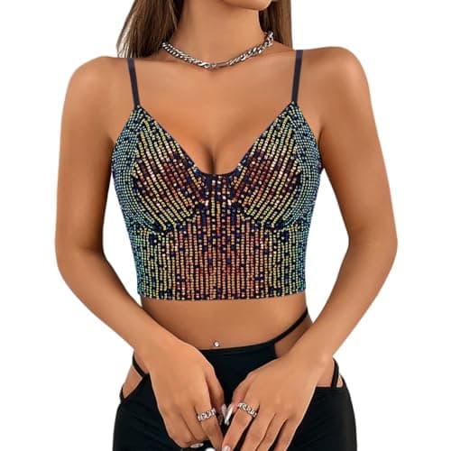 Reflective Crop Top for Women, Festival Rave Outfits and Girls Club Tank Vest