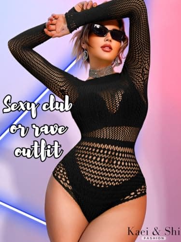 Sexy Sheer Bodysuit Tops with Cutout Back - Kaei&Shi