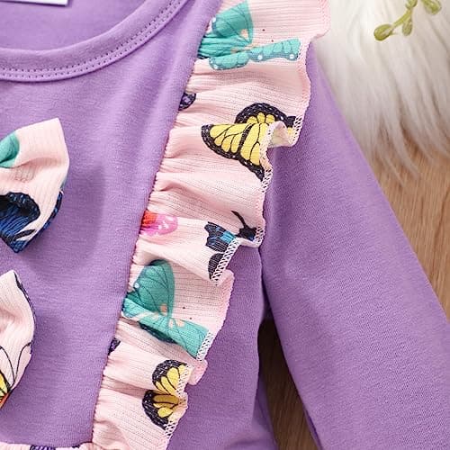 Retsugo Girls' Long Sleeve A-line Print Dress with Bowknot