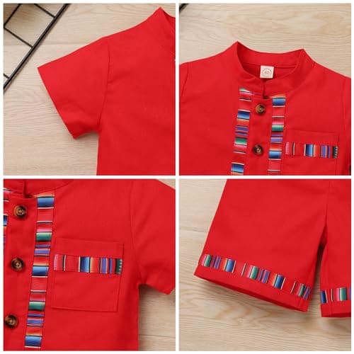 IMEKIS Toddler Boys Traditional Mexican Outfit for Birthday Party Shorts Shirts