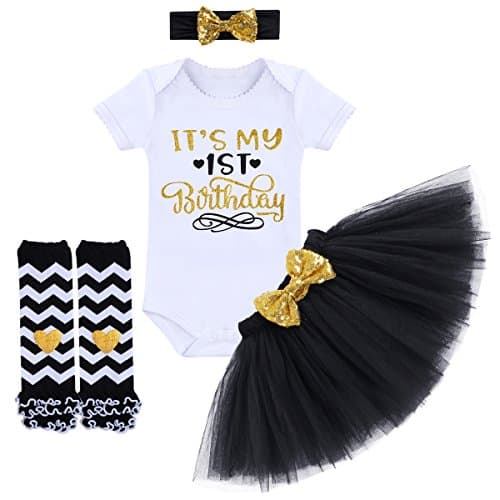 OBEEII 1/2 Birthday Girl Outfit with Tutu Skirt & Leg Warmers