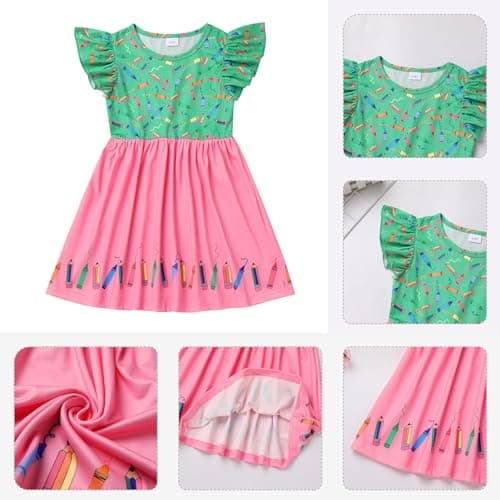 Toddler Girls Back to School Apple Print Dress