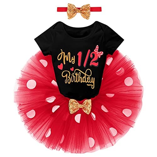 IMEKIS Baby Girls 1st Birthday Tutu Romper with Polka Dots & Mouse Ears Costume