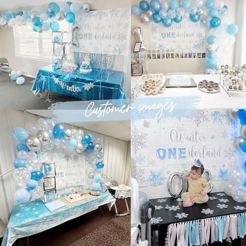 Winter Onederland Birthday Decorations for Boy, Blue Snowflake Banner Highchair Balloon