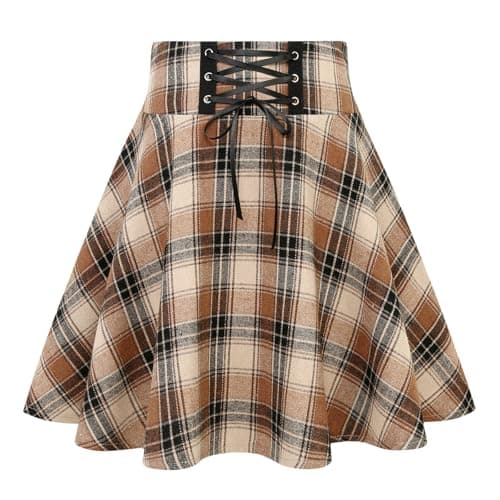IDEALSANXUN Women's High Waist Gothic Plaid Mini Skirts
