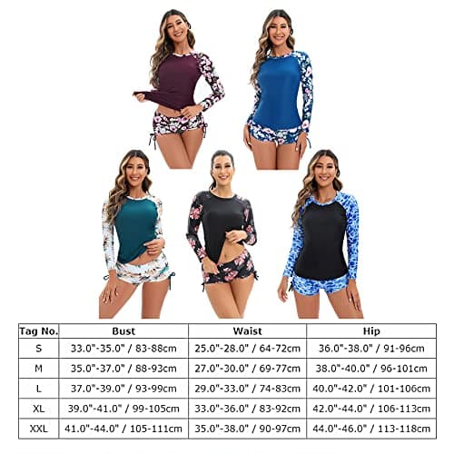 Women's Floral Print Rash Guard Swimwear Set