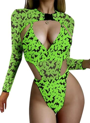 Neon Bodysuit Set for Women - Rave Festival Outfits