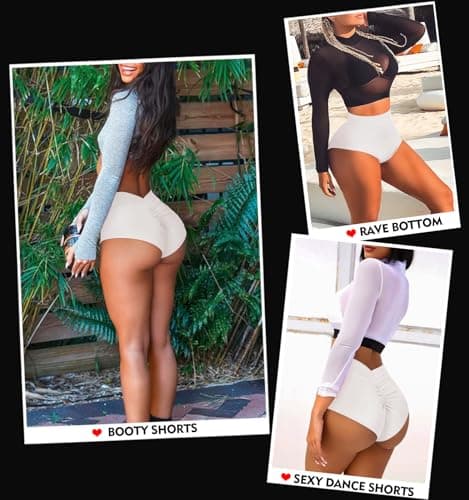 High Waist Yoga Booty Shorts for Women with V Back Scrunch - Butt Lifting Gym Bottoms