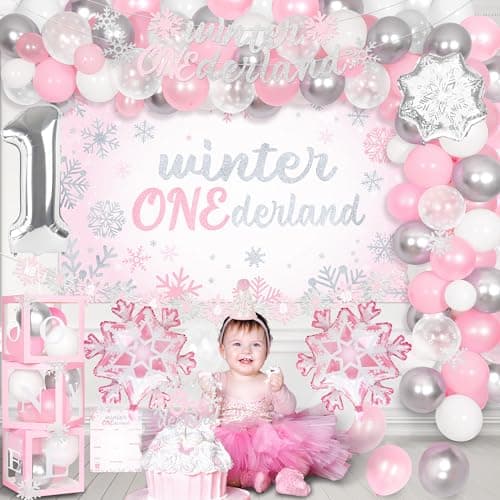 Winter Onederland Birthday Party Decorations for Girls' 1st Birthday
