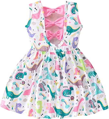 Popshion Girls' Leopard Print Sleeveless Sundress with Back Bowknot
