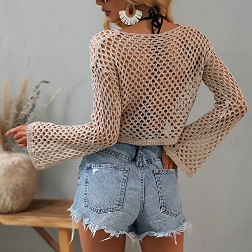 IMEKIS Women Crochet Knit Crop Tops