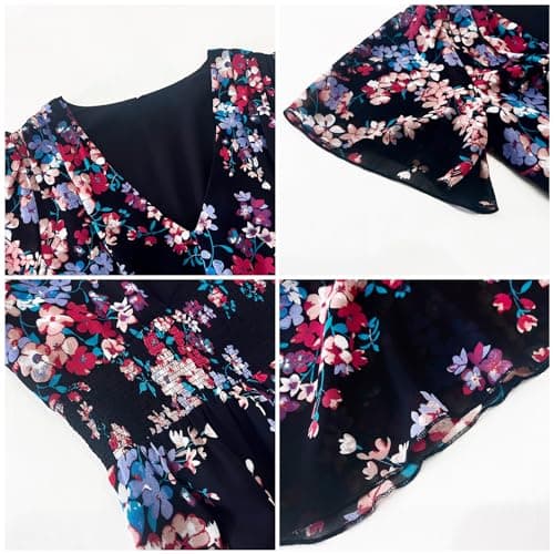 Women's V-Neck Maxi Dress with Floral Print