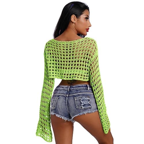 Women Hollow Out Crochet Knit Crop Tops