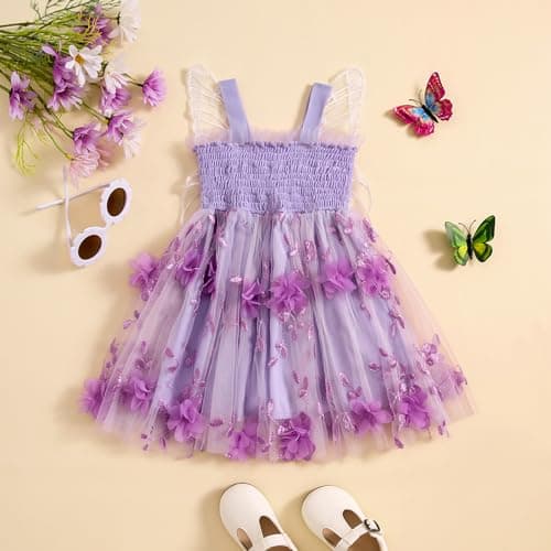 ZINTAOZT Toddler Butterfly Wings Sleeveless Skirt Birthday Party Tutu Dress