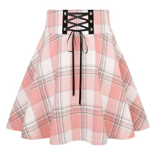 IDEALSANXUN Women's High Waist Gothic Plaid Mini Skirts