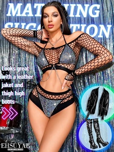 Metallic Sparkly Strappy Bikini for Women Silver Medium