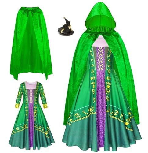RuuYiicoco Sanderson Sisters Halloween Girl Witch Costume with Cape