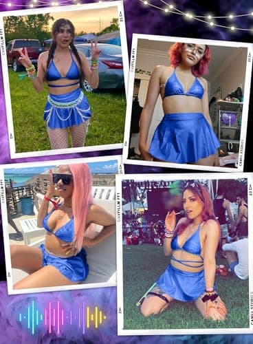 EVELUST Metallic Holographic Strappy Bikini Top & Skirt Set