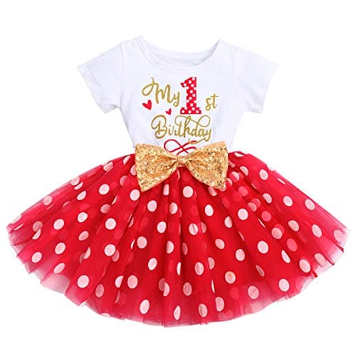 IMEKIS Baby Girls Polka Dots Tulle Tutu Dress for 1st 2nd Birthday Party