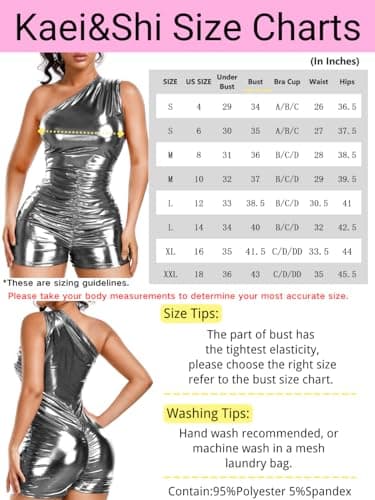 Kaei&Shi Sparkly Metallic One Shoulder Club Bodycon Romper
