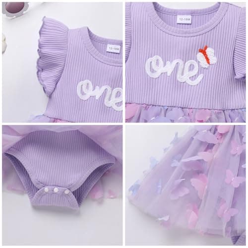 ODASDO Baby Girl 1st Birthday Cake Smash Outfit with Bowknot Headband