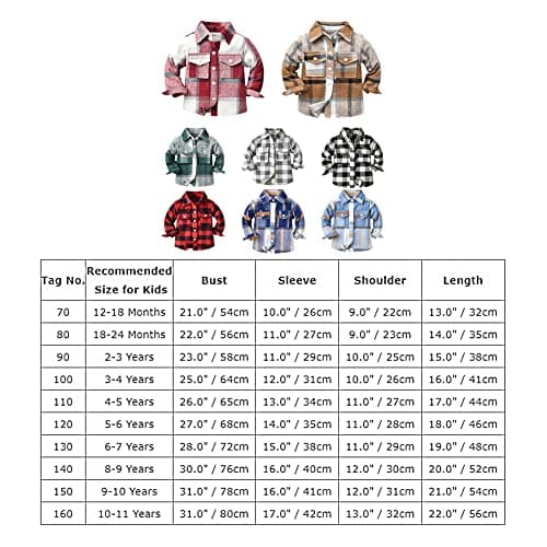 Toddler Kids Flannel Shirt Jacket Plaid Long Sleeve Lapel Button Down Shacket