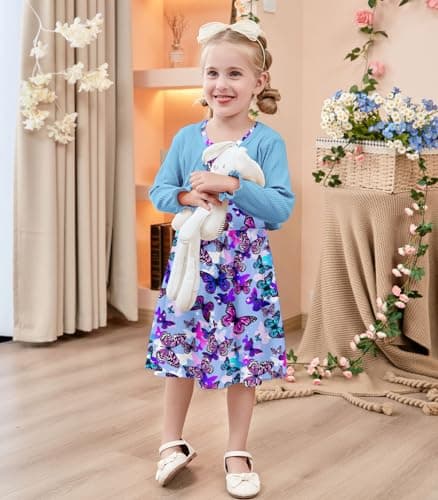 Goodstoworld Toddler Girl Fall Outfits: Sleeveless Dresses & Long Sleeve Cardigan 2-8T