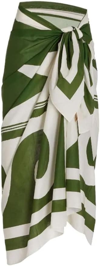 Womens 2 Piece Swimsuit with Cover Ups Set Retro Floral Print One Piece Swimwear Sarong Summer Holiday Outfit