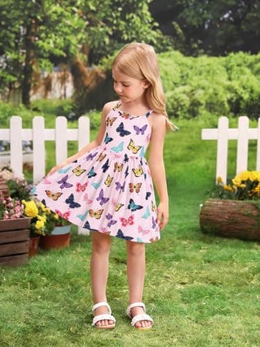 NUBEEHOHO Toddler Dinosaur Backless Sundress for Birthday Beach