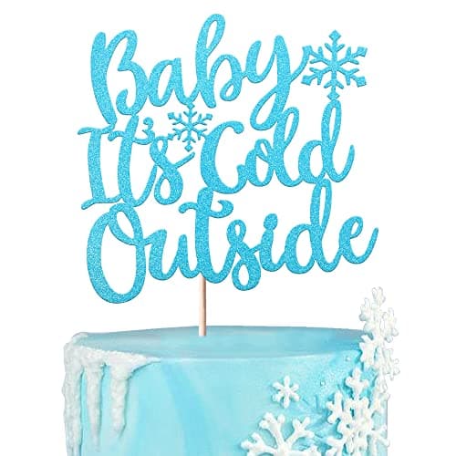 Rsstarxi 1 Pack Snowflake 1st Birthday Cake Topper Silver Glitter Party Decor