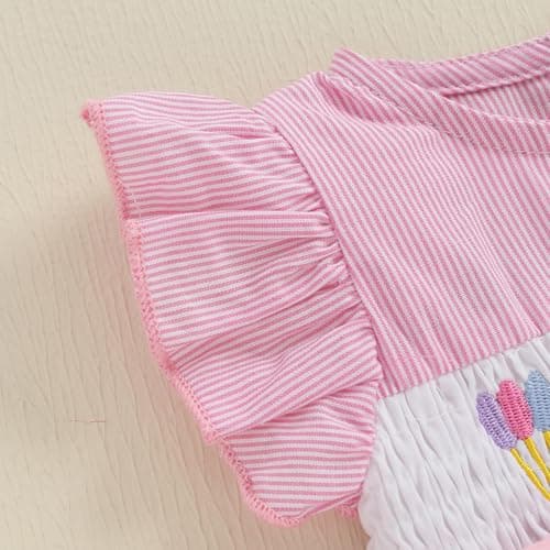 Xiaodriceee Baby Girl's First Birthday Outfit Smocked Bodysuit