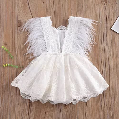 IMEKIS Baby 1st Birthday Photograph Props Boho Lace Romper + Headband + Sash Belt Set