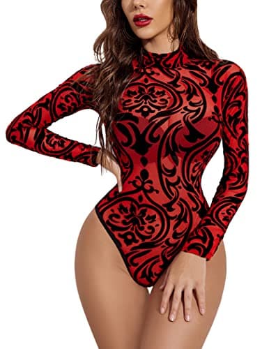 Long Sleeve Mesh Bodysuit for Women