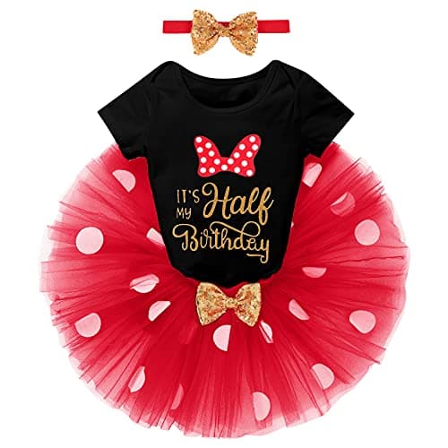 IBTOM CASTLE Polka Dots Romper Tutu Dress for Baby Girls Birthday Outfit