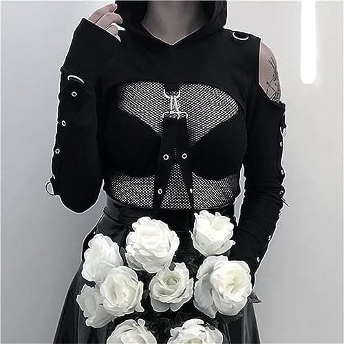 Gothic Crop Top Hoodie for Women