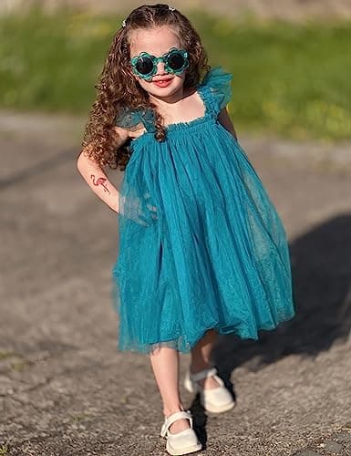 AGQT Baby Girls Butterfly Print Tulle Tutu Sundress 6M-6T
