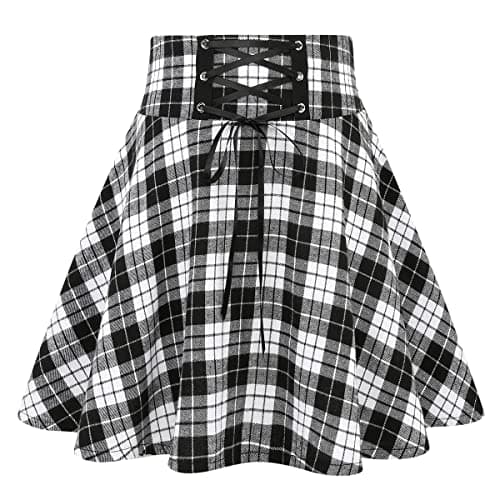 IDEALSANXUN Women's High Waist Gothic Plaid Mini Skirts