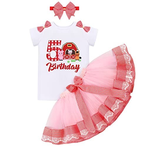 Baby Girl 1st Birthday Farm Cow Ladybug Romper Tutu Skirt Headband Cake Smash Photo Shoot Clothes